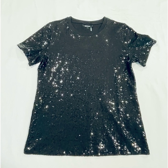 DKNY | All Over Sequin T-Shirt | Black | Medium - Picture 2 of 7